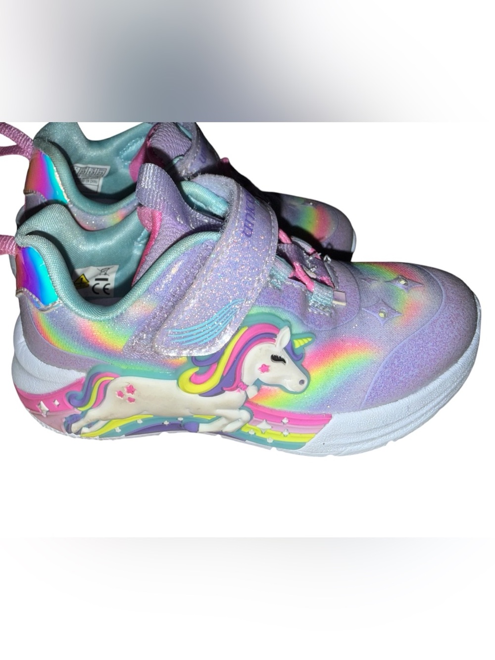 Skechers S-Lights Unicorn Chaser Rainbow Light Up Sneakers Girls Size 7